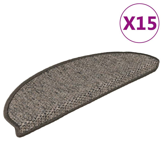 Vidaxl trapmatten zelfklevend 15 st sisal-look 65x21x4 cm grijs-beige