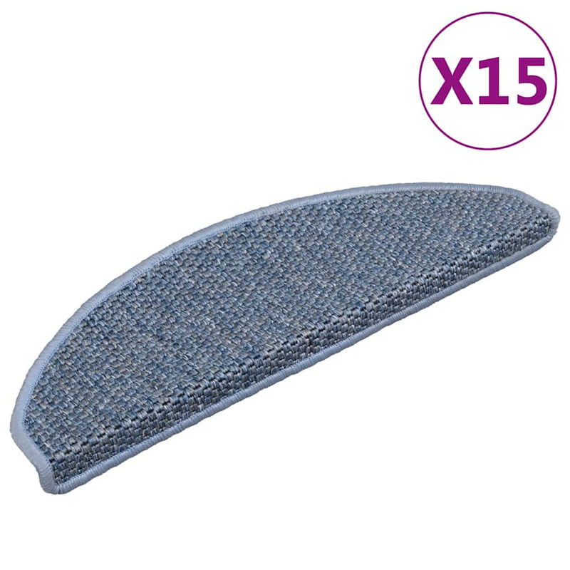 Afbeelding laden in galerijviewer, Vidaxl trapmatten zelfklevend 15 st sisal-look 65x21x4 cm blauw
