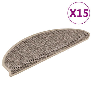 Vidaxl trapmatten zelfklevend 15 st sisal-look 65x21x4 cm donkerbeige
