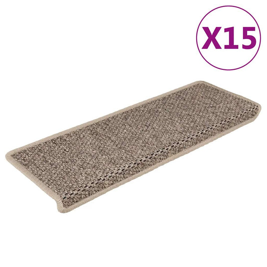 Vidaxl trapmatten zelfklevend 15 st sisal-look 65x21x4 cm donkerbeige