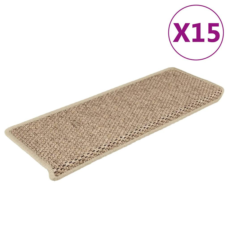 Load image into Gallery viewer, Vidaxl trapmatten zelfklevend 15 st sisal-look 65x21x4 cm zandkleurig
