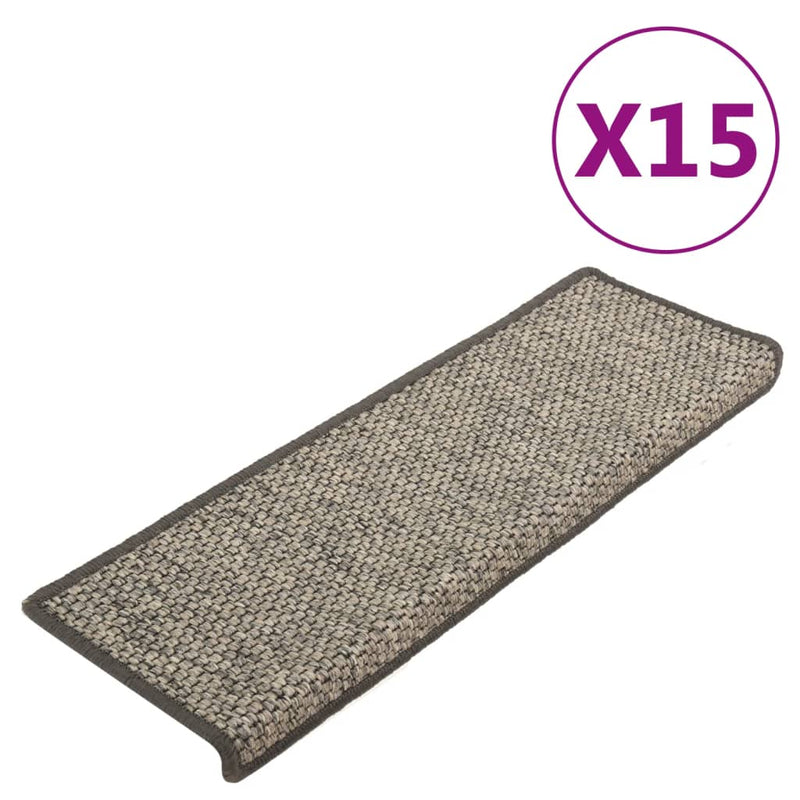Load image into Gallery viewer, Vidaxl trapmatten 15 st 65x21x4 cm beige en grijs rechthoekige rand
