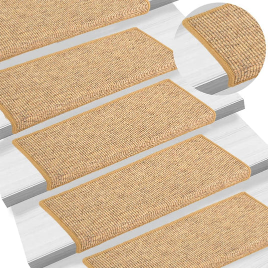 Vidaxl trapmatten 15 st 65x21x4 cm sisal rechthoekige rand