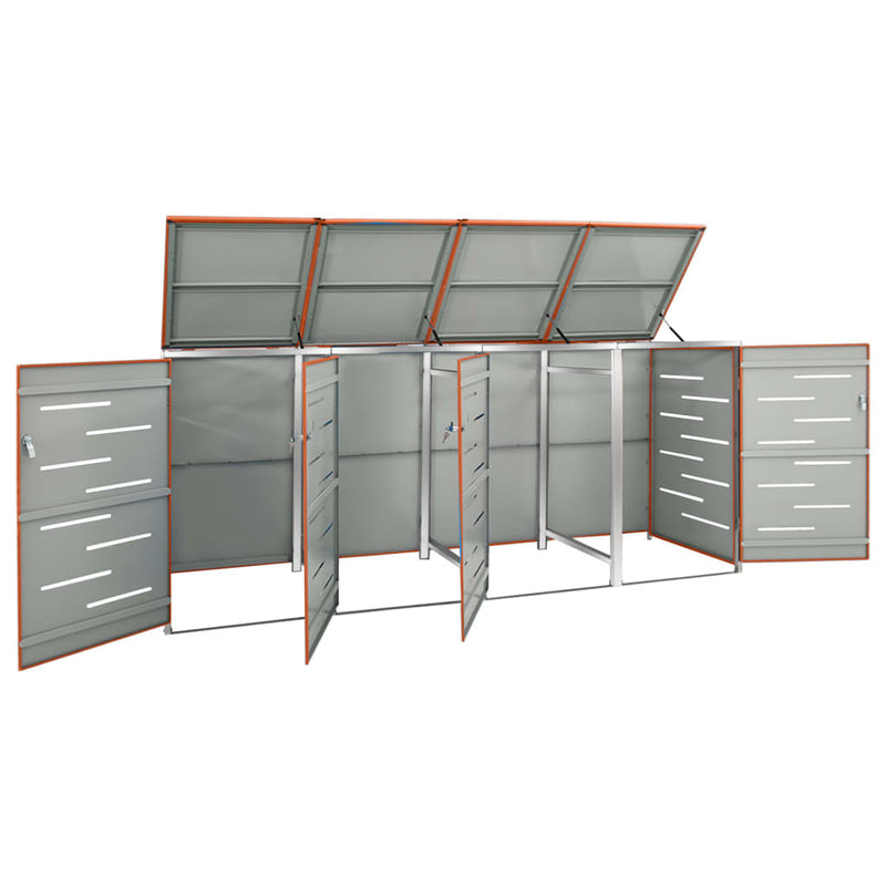 Afbeelding laden in galerijviewer, VidaXL Containerberging vierdubbel 276,5x77,5x112,5 cm roestvrij staal
