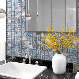 Vidaxl mozaïektegels 11 st 30x30 cm glas grijs en blauw