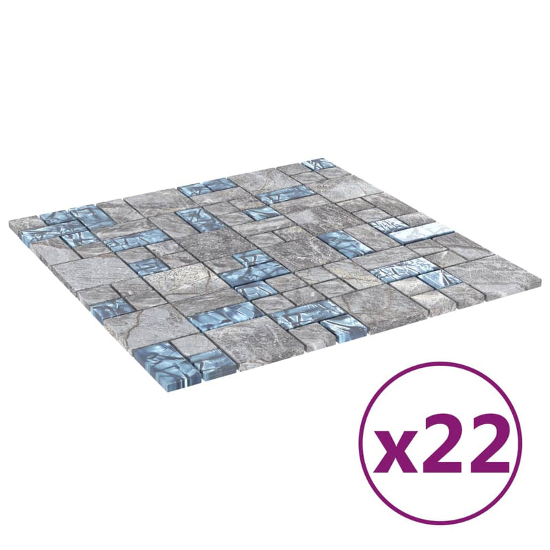 Load image into Gallery viewer, VidaXL Mozaïektegels 22 st 30x30 cm glas grijs en blauw
