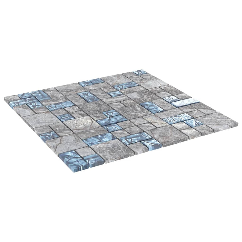 Load image into Gallery viewer, VidaXL Mozaïektegels 22 st 30x30 cm glas grijs en blauw
