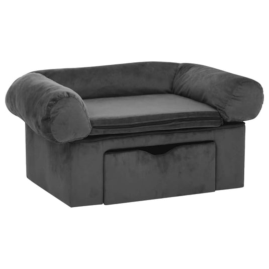 Vidaxl hondenbank met lade 75x50x38 cm pluche donkergrijs