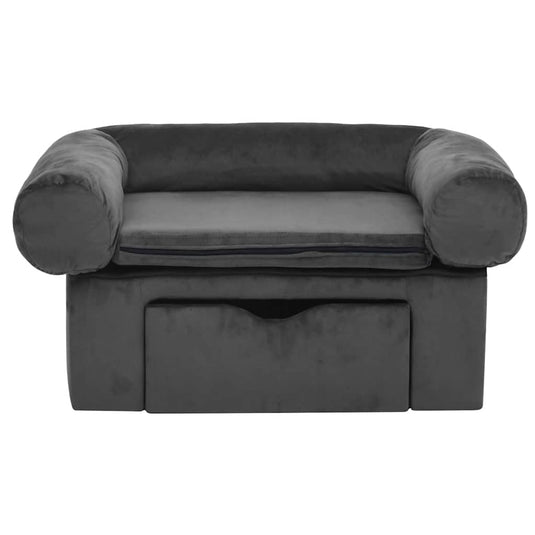 Vidaxl hondenbank met lade 75x50x38 cm pluche donkergrijs