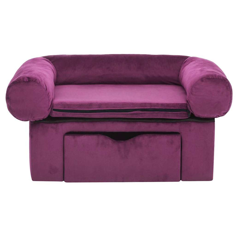 Load image into Gallery viewer, Vidaxl hondenbank met lade 75x50x38 cm pluche bordeauxrood
