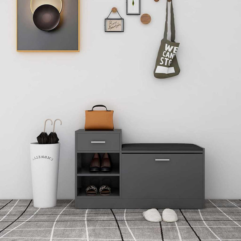 ギャラリービューアに画像をロードする, Vidaxl schoenenbank 94,5x31x57 cm bewerkt hout grijs
