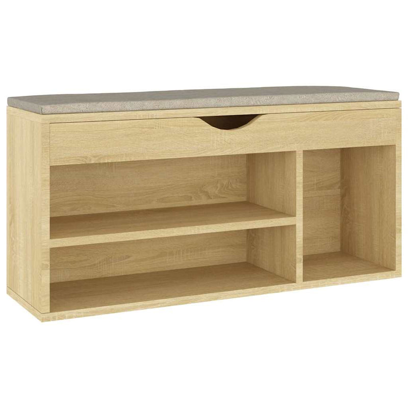 ギャラリービューアに画像をロードする, Vidaxl schoenenbank met kussen 104x30x49 cm bewerkt hout sonoma eiken
