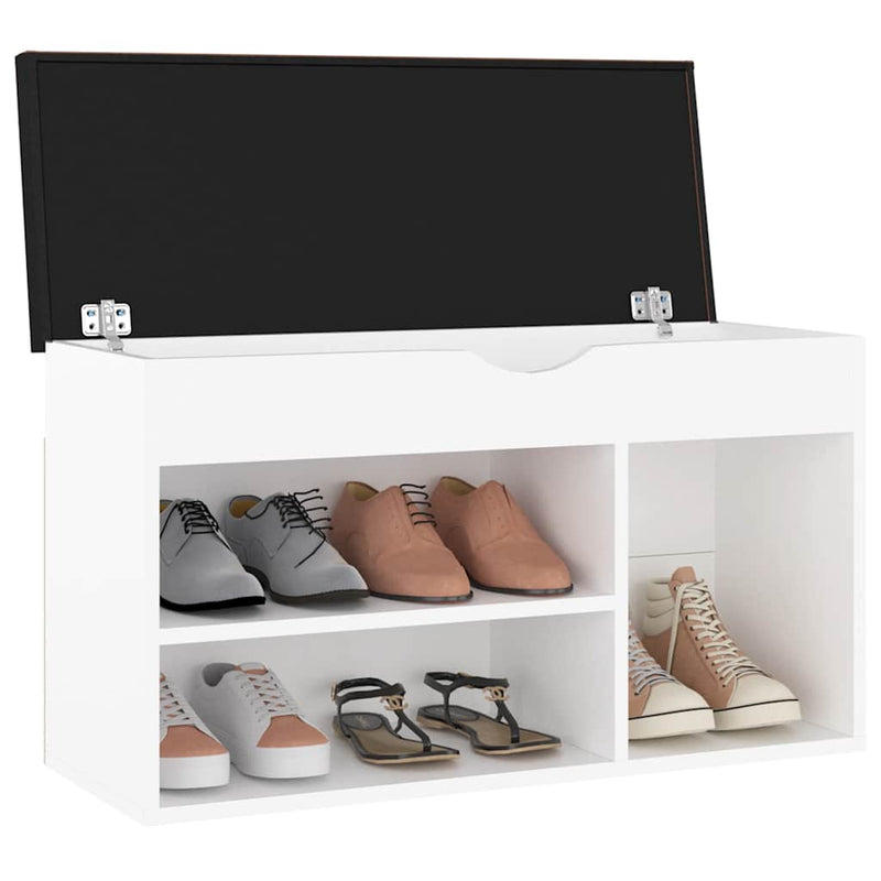 Load image into Gallery viewer, Vidaxl schoenenbank met kussen 80x30x47 cm bewerkt hout wit
