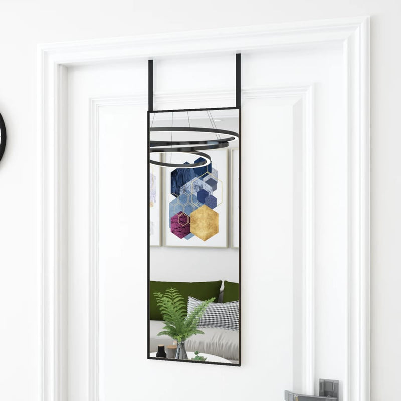 Load image into Gallery viewer, Vidaxl deurspiegel 30x80 cm glas en aluminium zwart
