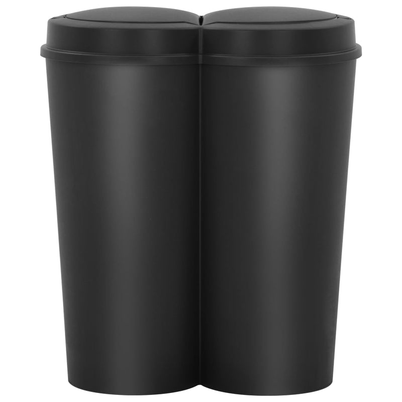 Load image into Gallery viewer, Vidaxl prullenbak dubbel 50 l zwart
