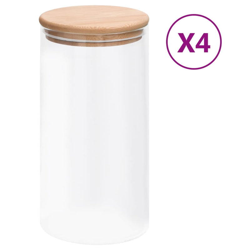 Load image into Gallery viewer, Vidaxl opbergpotten met bamboe deksels 4 st 1200 ml glas
