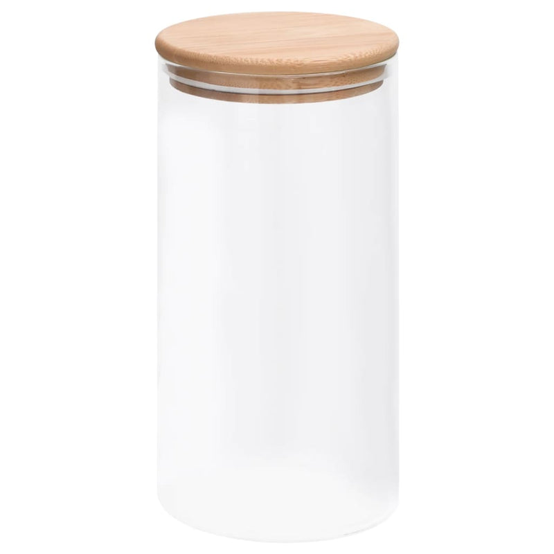 Load image into Gallery viewer, Vidaxl opbergpotten met bamboe deksels 4 st 1200 ml glas

