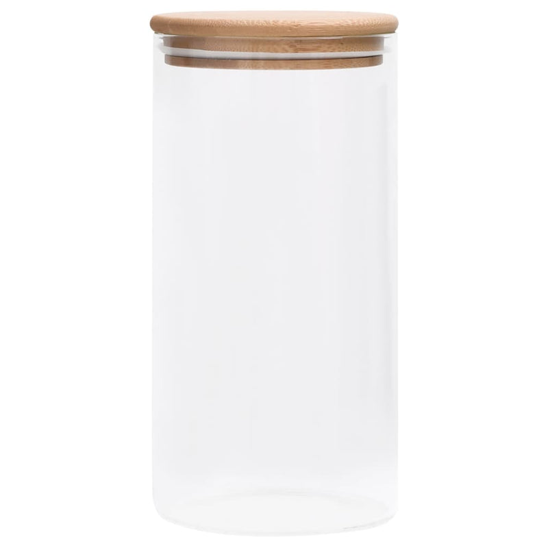 Load image into Gallery viewer, Vidaxl opbergpotten met bamboe deksels 4 st 1200 ml glas
