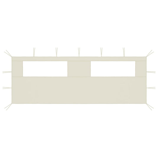 Vidaxl prieelzijwand met ramen 6x2 m crèmekleurig