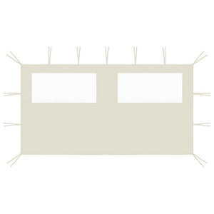 Vidaxl prieelzijwand met ramen 4x2 m crèmekleurig