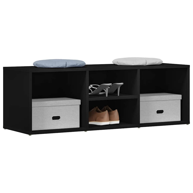 Load image into Gallery viewer, Vidaxl schoenenopbergbank 105x35x35 cm bewerkt hout zwart
