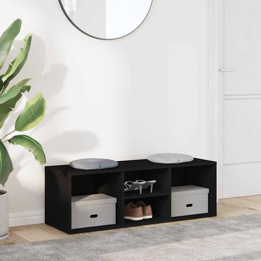 Vidaxl schoenenopbergbank 105x35x35 cm bewerkt hout zwart