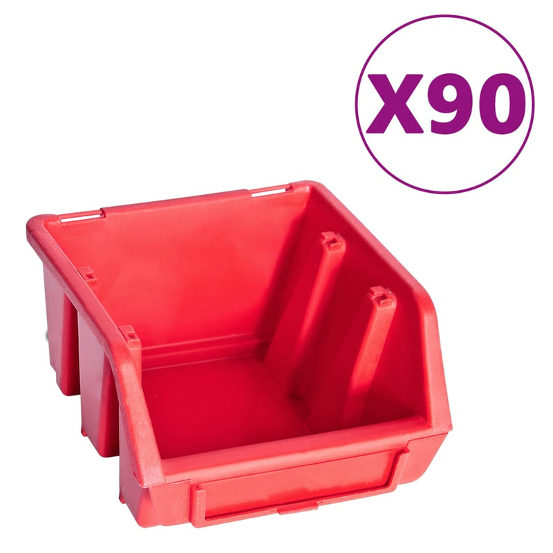 Load image into Gallery viewer, Vidaxl 96-delige opslagbakkenset met wandpanelen rood en zwart
