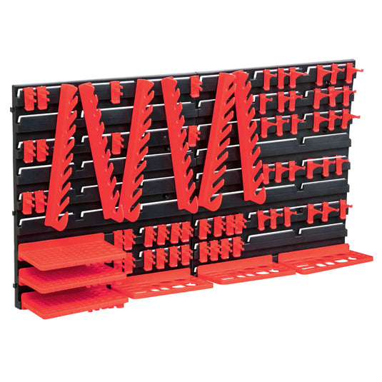 Vidaxl 71-delige opslagset met wandpanelen rood en zwart