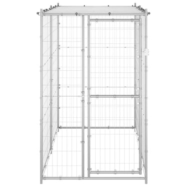 Vidaxl hondenkennel buiten met dak 110x220x180 cm gegalvaniseerd staal
