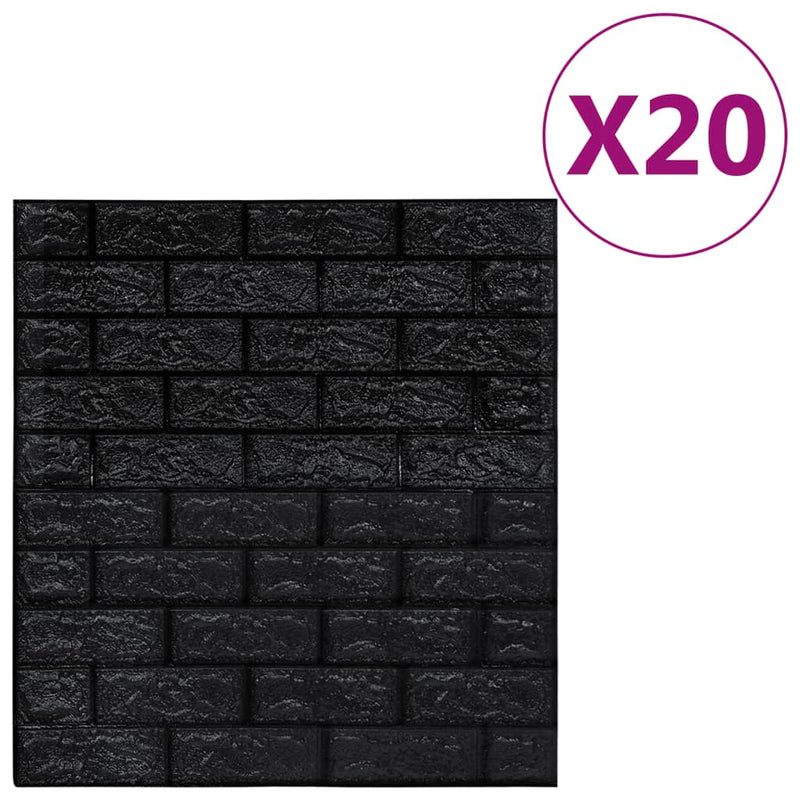 Load image into Gallery viewer, Vidaxl 3d-behang zelfklevend 20 st bakstenen zwart
