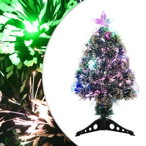 Vidaxl kerstboom met led 64 cm glasvezel groen en wit