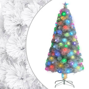 Vidaxl kunstkerstboom met verlichting 120 cm glasvezel wit