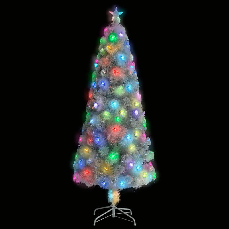 Load image into Gallery viewer, Vidaxl kunstkerstboom met verlichting 210 cm glasvezel wit
