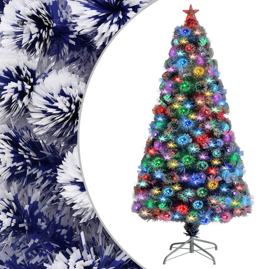 Vidaxl kunstkerstboom met verlichting 120 cm glasvezel wit en blauw