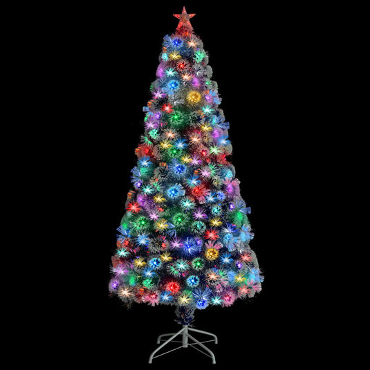 VidaXL Kunstkerstboom met verlichting 150 cm glasvezel wit en blauw