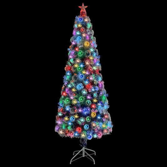 Vidaxl kunstkerstboom met verlichting 210 cm glasvezel wit en blauw