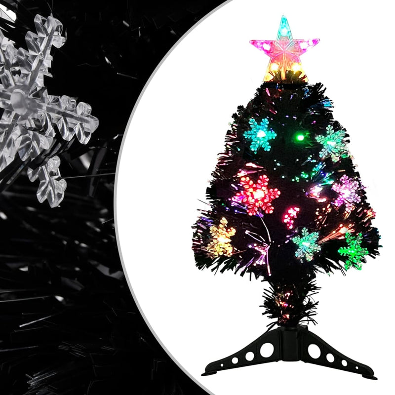 Load image into Gallery viewer, Vidaxl kerstboom met led-sneeuwvlokken 64 cm glasvezel zwart
