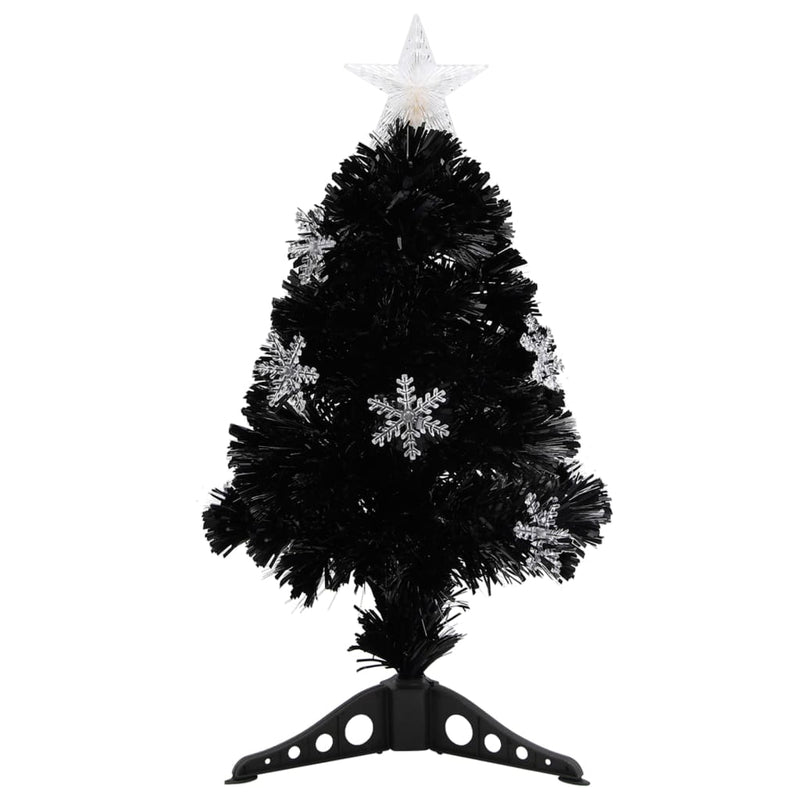 Load image into Gallery viewer, Vidaxl kerstboom met led-sneeuwvlokken 64 cm glasvezel zwart

