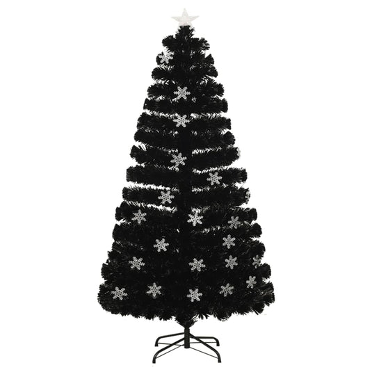 Vidaxl kerstboom met led-sneeuwvlokken 120 cm glasvezel zwart