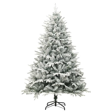 Vidaxl kunstkerstboom met sneeuwvlokken 180 cm pvc en pe groen