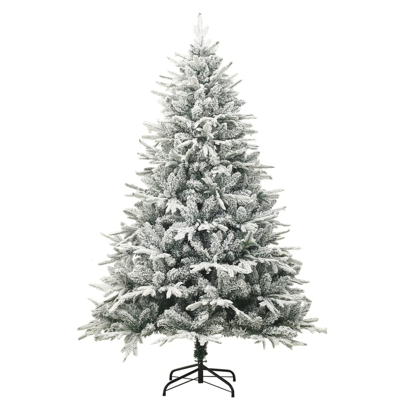 Laden Sie das Bild in Galerie -Viewer, Vidaxl kunstkerstboom met sneeuwvlokken 210 cm pvc en pe groen
