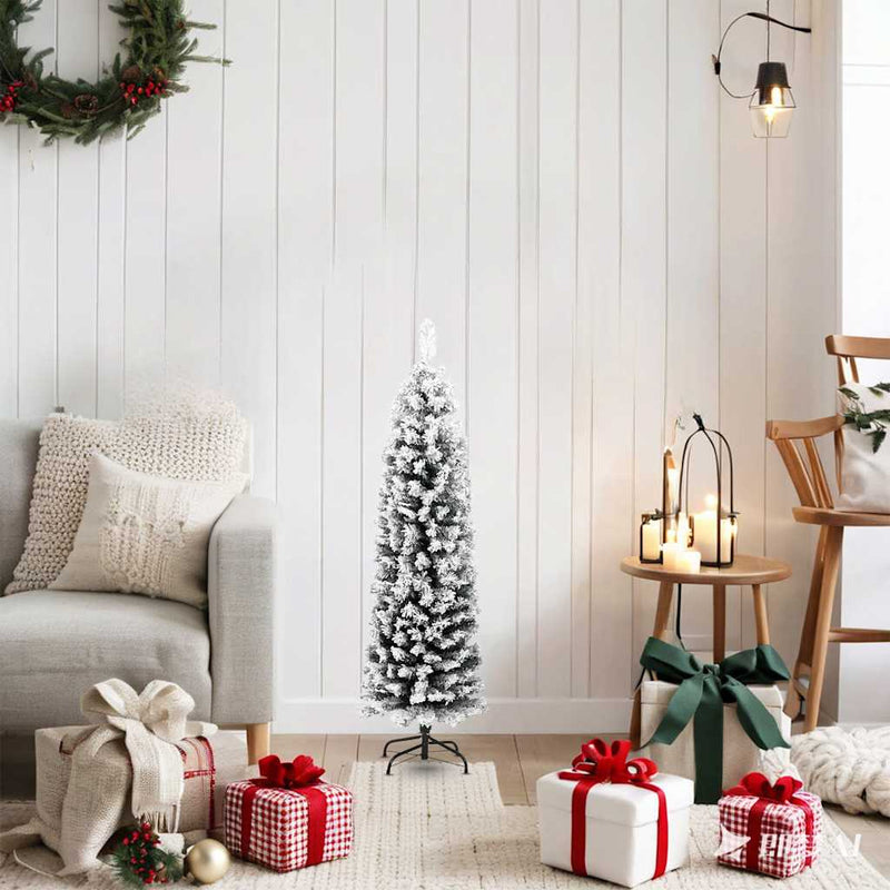 ギャラリービューアに画像をロードする, Vidaxl kunstkerstboom met sneeuw smal 120 cm pvc groen
