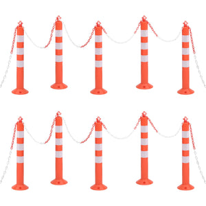 Vidaxl verkeerspalen met ketting 10 st 75 cm pe