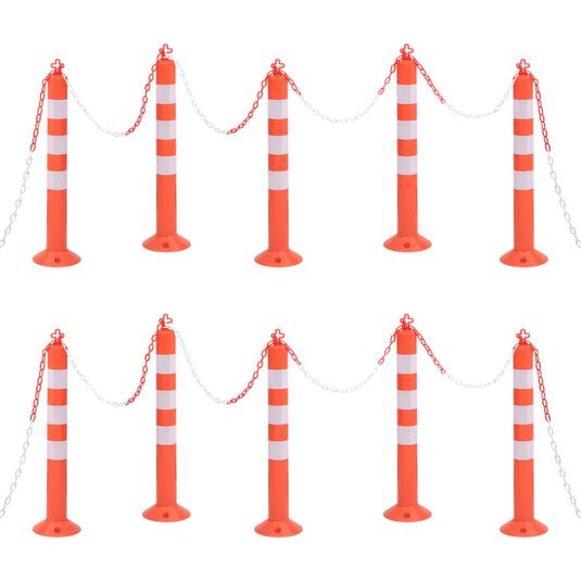 Vidaxl verkeerspalen met ketting 10 st 75 cm pe