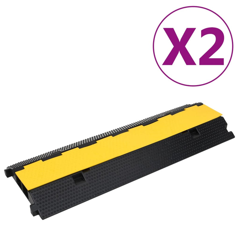 Load image into Gallery viewer, Vidaxl kabelbeschermers drempel met 2 tunnels 2 st 100 cm rubber

