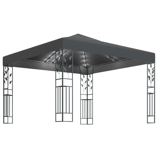 Vidaxl prieel met led-lichtslinger 3x3 m antracietkleurig