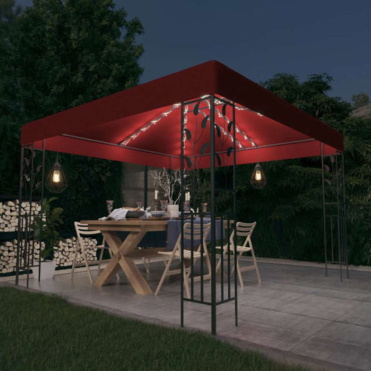 Vidaxl prieel met led-lichtslinger 3x3 m wijnrood