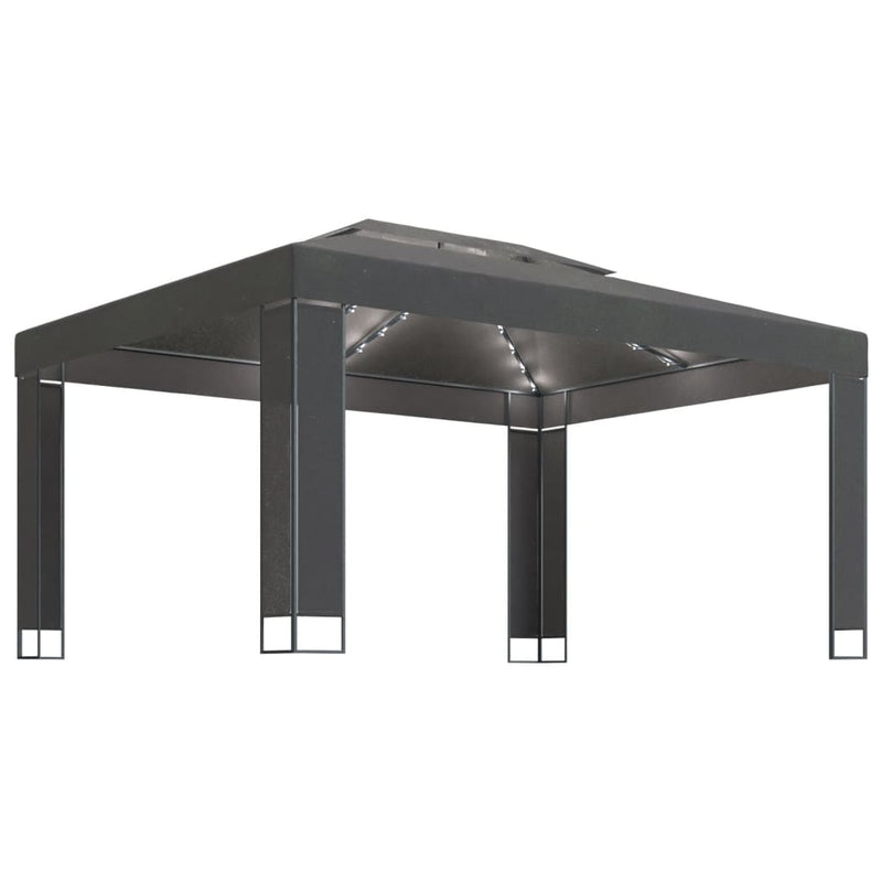 Load image into Gallery viewer, VidaXL Prieel met LED-lichtslinger 3x4 m antracietkleurig
