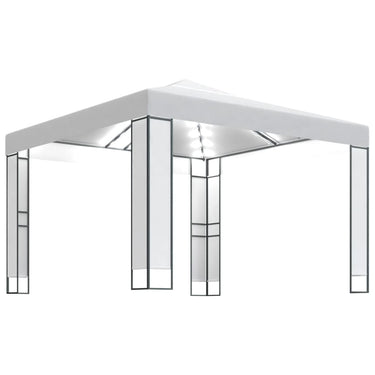 Vidaxl prieel met dubbel dak en led-lichtslinger 3x3 m wit