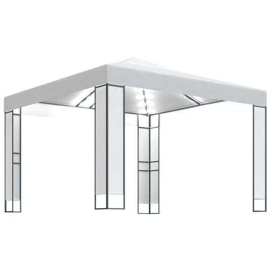 Vidaxl prieel met dubbel dak en led-lichtslinger 3x3 m wit